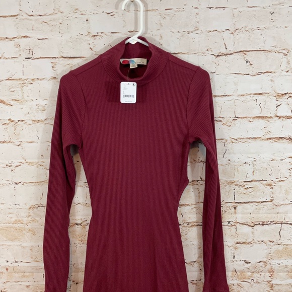 NEW Free People Beach womens large dress ribbed mock neck bodycon open back - Picture 3 of 8